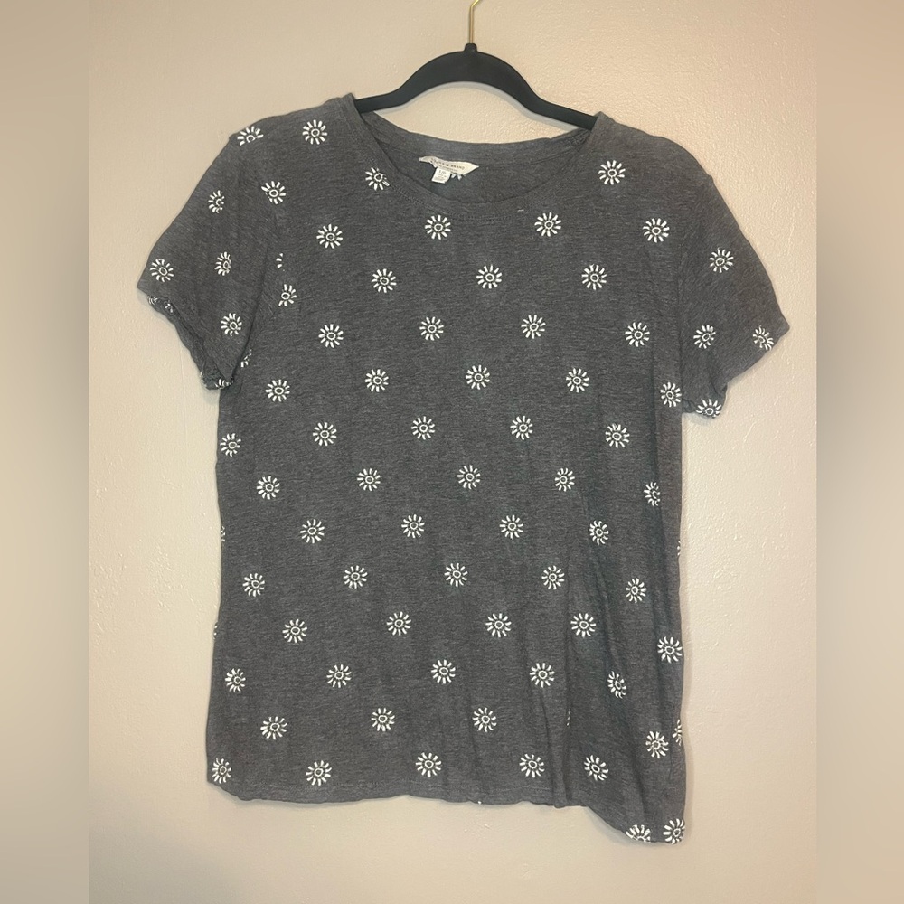 Gray Floral Print Women's Top